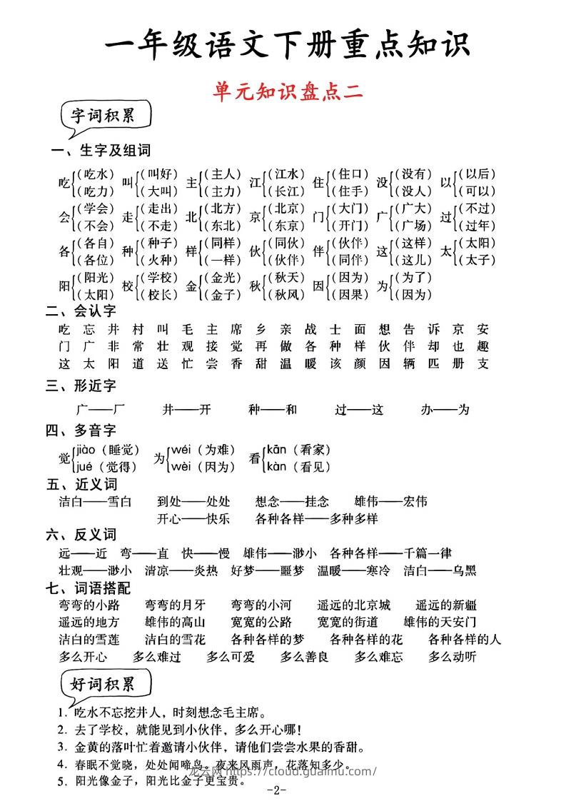 图片[2]-一年级语文单元知识盘点