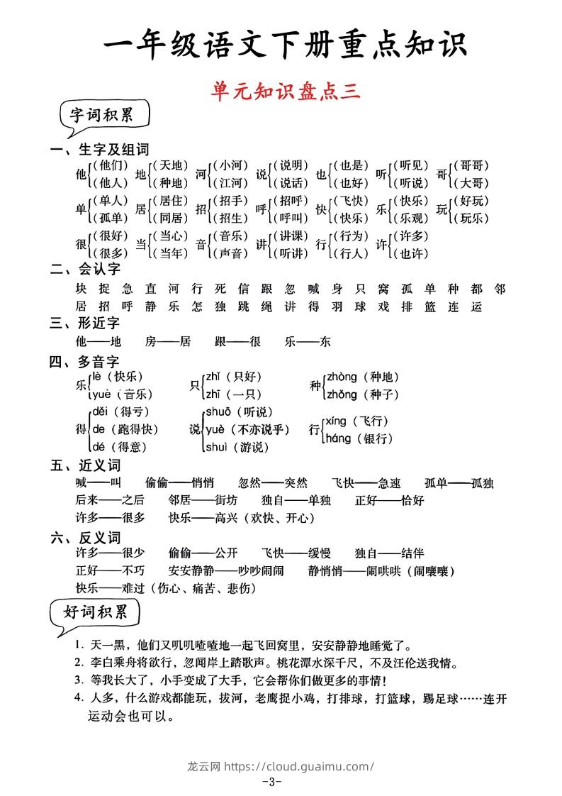 图片[3]-一年级语文单元知识盘点